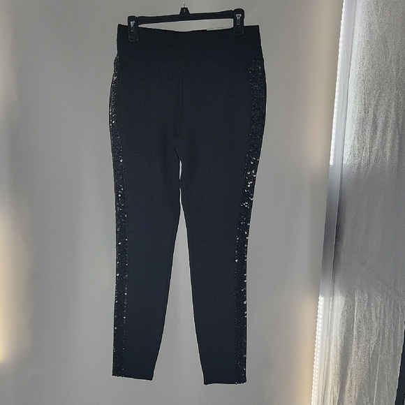 Black Sequin-Trimmed Pants NWT - Picture 1 of 13